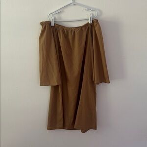Boohoo Tan Off-Shoulder Dress Size M EUC